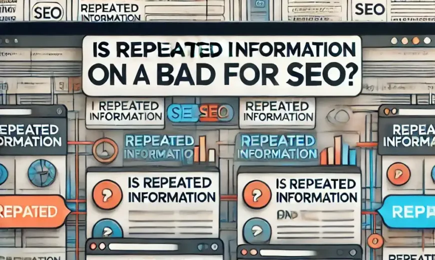 A digital illustration of a website layout with overlapping or duplicated content sections, representing repeated information.